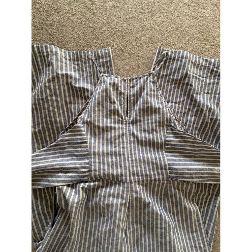 Greylin Blue White Striped Halter Front Tie Wide Leg Jumpsuit Womens Medium - Picture 6 of 10